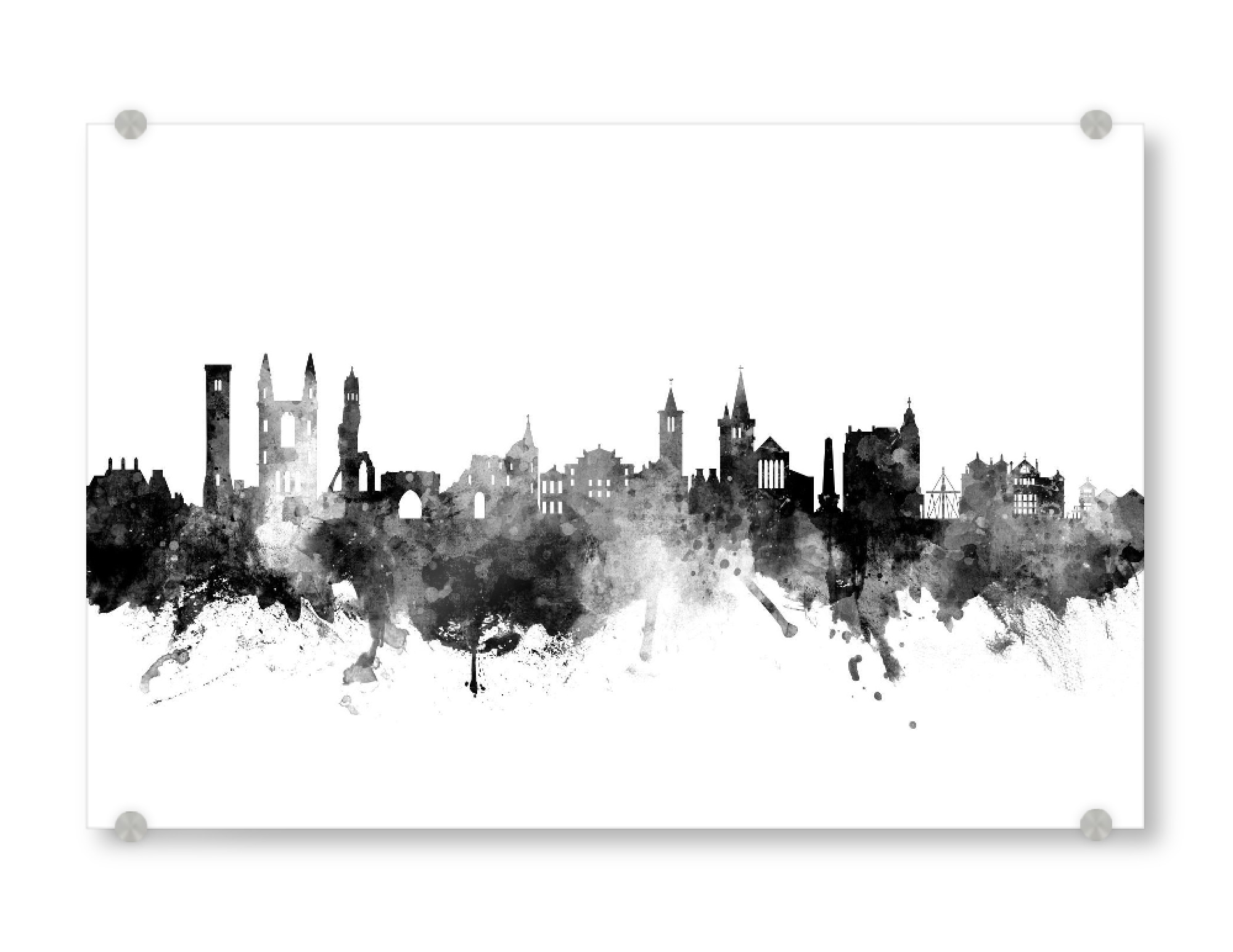 Acrylglasbild "St Andrews Scotland Skyline Black" artboxONE - Städte,Schwarzweiß - St andrews,Skyline,Scotland,Saint andrews