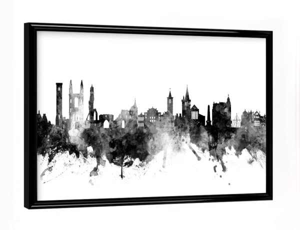 Poster mit schwarzem Rahmen "St Andrews Scotland Skyline Black" artboxONE - Städte,Schwarzweiß - St andrews,Skyline,Scotland,Saint andrews