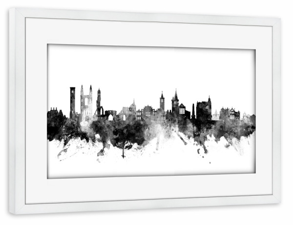 Poster mit Rahmen weiß "St Andrews Scotland Skyline Black" artboxONE - Städte,Schwarzweiß - St andrews,Skyline,Scotland,Saint andrews