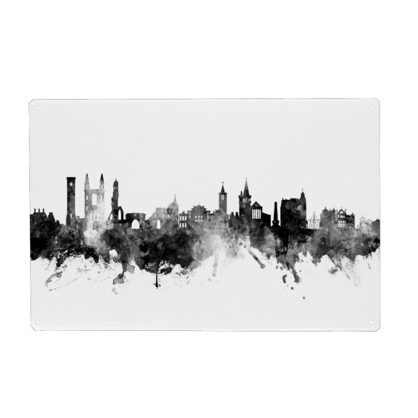 Metall Poster "St Andrews Scotland Skyline Black" artboxONE - Städte,Schwarzweiß - St andrews,Skyline,Scotland,Saint andrews - Blechschild