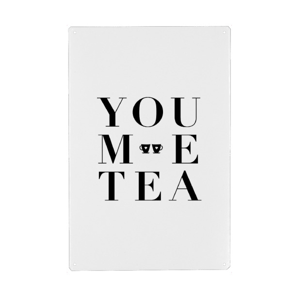 Holzbild "You Me Tea - Love Quote" artboxONE - Typografie,Essen & Trinken,Schwarzweiß - Couple,Tea time,Typography,Tea