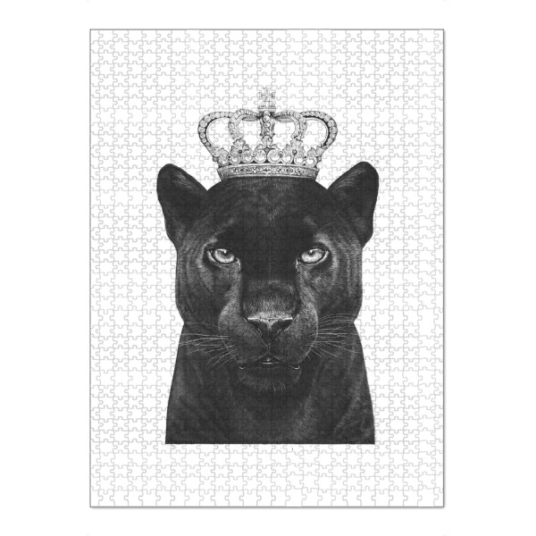 Puzzle Ravensburger "The King Panther" artboxONE - Tiere,Schwarzweiß - Panther,Royal,King,Crown - Bild panther