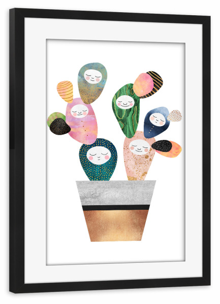 Poster mit Rahmen schwarz "Sleepy Cactus" artboxONE - Marmor - Cactus,Plant,Colorful,Cute,Kids,Childrens,Nursery,Kids room,Childrens room,Sleepy,Sleep