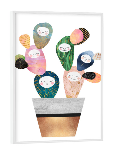 Poster mit weißem Rahmen "Sleepy Cactus" artboxONE - Marmor - Cactus,Plant,Colorful,Cute,Kids,Childrens,Nursery,Kids room,Childrens room,Sleepy,Sleep