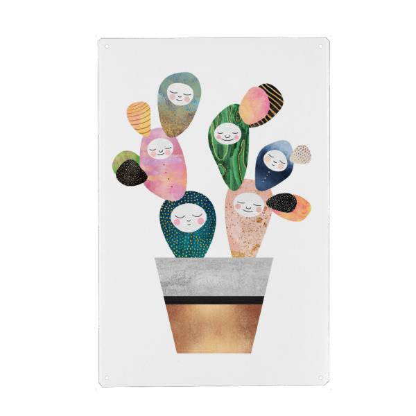 Metall Poster "Sleepy Cactus" artboxONE - Marmor - Cactus,Plant,Colorful,Cute,Kids,Childrens,Nursery,Kids room,Childrens room,Sleepy,Sleep
