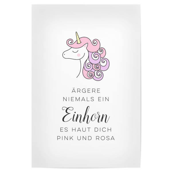Poster 30x20 cm "Pink und Rosa" artboxONE - Lustig - Einhorn,ärger