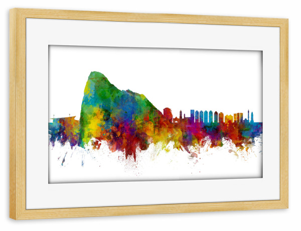 Poster mit Rahmen kiefer "Gibraltar Skyline" artboxONE - Städte - Gibraltar,Skyline