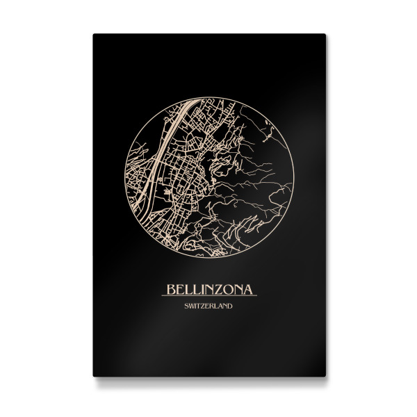 Galerie-Print "Retro Map Bellinzona Black" 30x20 cm artboxONE