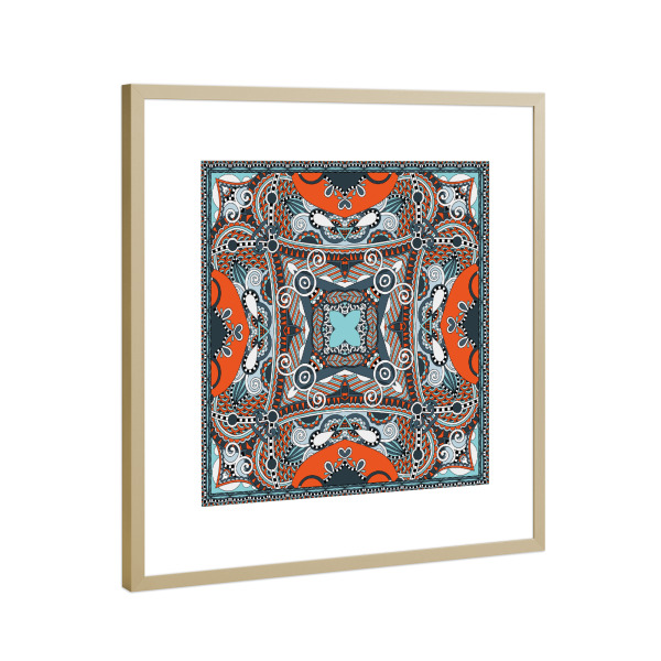Poster mit Rahmen Gold "Scarf print Mykonos" artboxONE - Abstrakt - Ethno,Festival,Scarf,Scarfprint