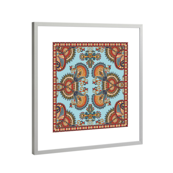 Poster mit Rahmen Silber "Scarf print Ethno" artboxONE - Abstrakt - Ethno,Scarf,Scrafprint,Festival