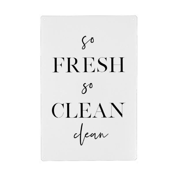 Holzbild "So Fresh So Clean" artboxONE - Typografie,Schwarzweiß - Fresh,Clean,Home