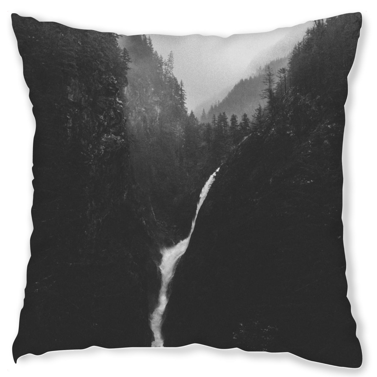 Design-Kissen "Earthly miracle" artboxONE - Natur,Schwarzweiߟ - Waterfalll,Hills,Mountains,Water,Tree