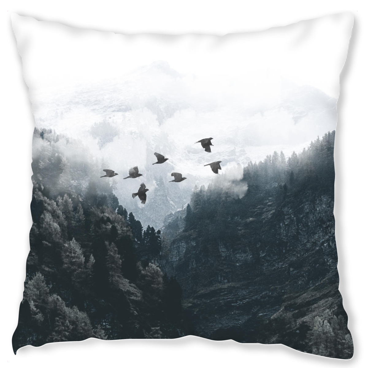 Design-Kissen "Harmony" artboxONE - Natur,Schwarzweiߟ - Birds,Mountains,Forest