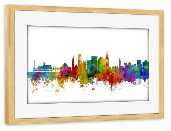 Poster mit Rahmen kiefer "Bournemouth Skyline England" artboxONE - Städte - Bournemouth,England
