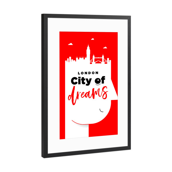 Poster mit Rahmen Schwarz (Metallic) "London City of Dreams" artboxONE - Städte / London,Schwarzweiß