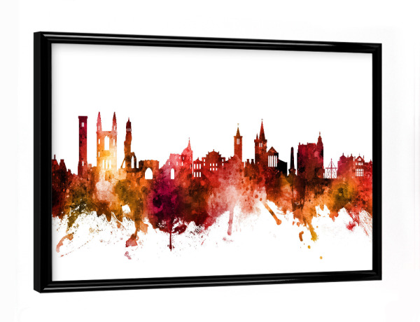Poster mit schwarzem Rahmen "St Andrews Scotland Skyline Red" artboxONE - Städte - Skyline,St andrews,Saint andrews