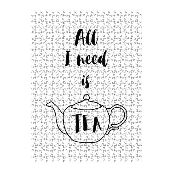 Puzzle Ravensburger "All I need is Tea" artboxONE - Typografie,Essen & Trinken,Schwarzweiß - Tea,Tea lover,Tea addict,Tea quotes,Teapot - Bild tea