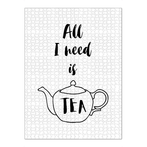 Puzzle Ravensburger "All I need is Tea" artboxONE - Typografie,Essen & Trinken,Schwarzweiß - Tea,Tea lover,Tea addict,Tea quotes,Teapot - Bild tea