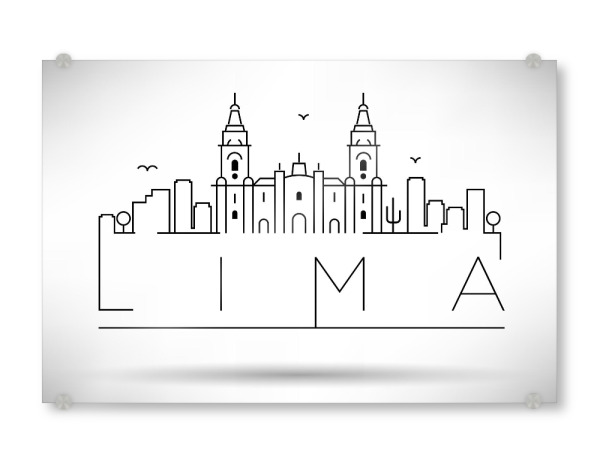 Acrylglasbild "Minimal Lima Skyline Design" artboxONE - Städte,Schwarzweiß - Lima,Peru,Skyline