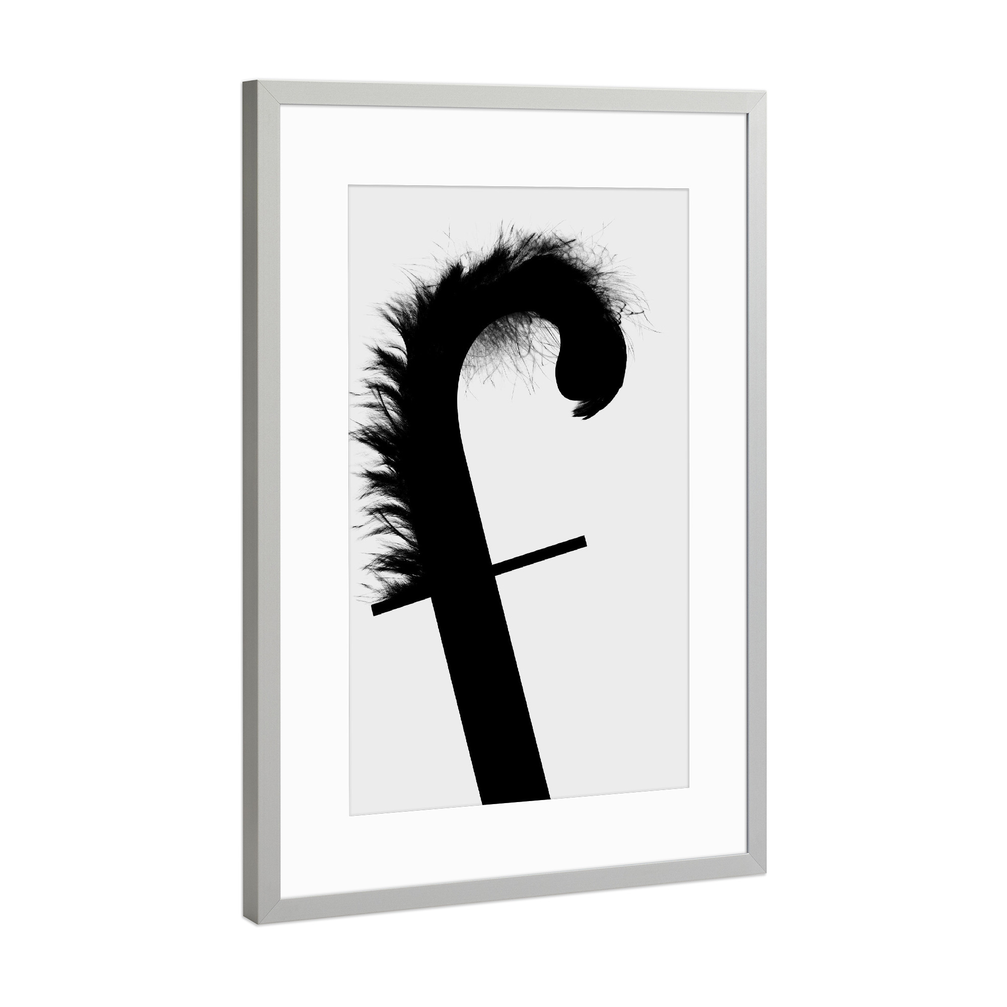 Poster mit Rahmen Silber "Flying Letter -F" artboxONE - Schwarzweiß,Buchstaben,Buchstaben / F
