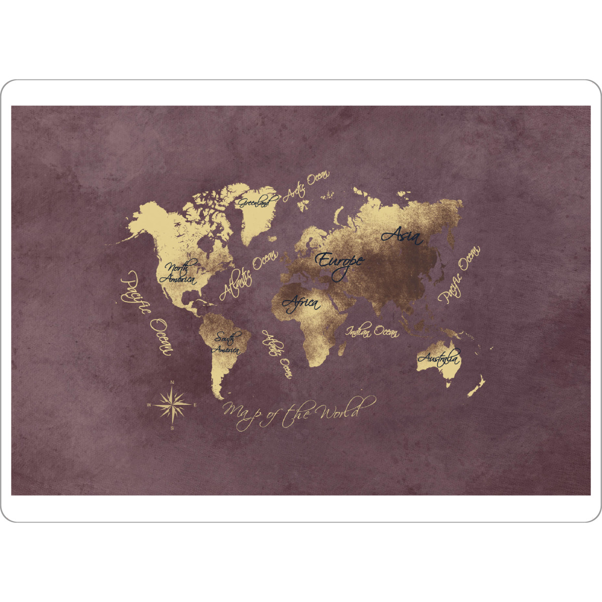 Tischset "Map of the world rose brown gold" artboxONE - Kartografie - Weltkarte,Karte,Welt,Atlas,Weltkarte,Typografie,Kontinente - Bild weltkarte