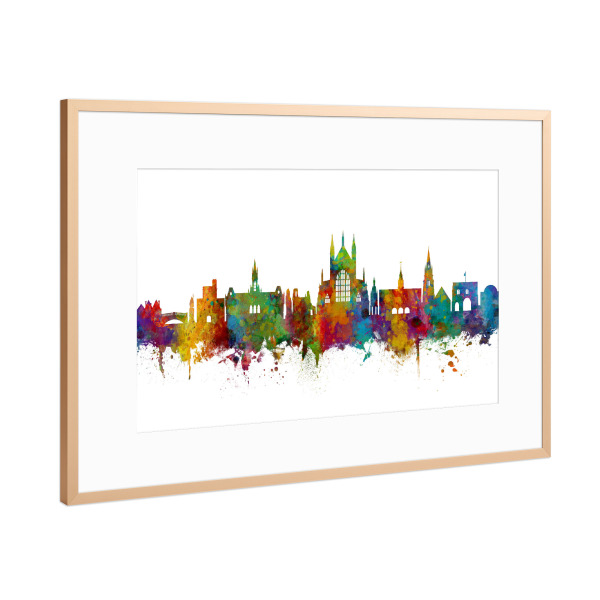 Poster mit Rahmen Kupfer "Winchester England Skyline" artboxONE - Städte - Winchester,England