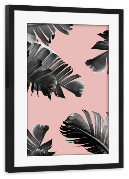 Poster mit Rahmen schwarz "Banana Leaves collage" artboxONE - Floral - Bananenblätter,Banane,Bananenblatt,Blätter