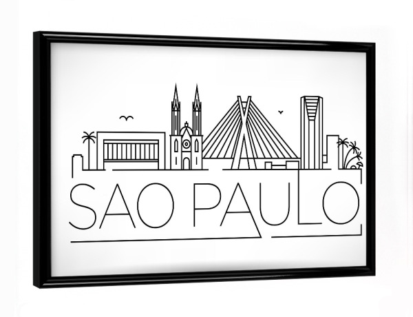 Poster mit schwarzem Rahmen "Minimal Sao Paulo Skyline Design" artboxONE - Städte,Schwarzweiß - Sao paulo,Brazil,Skyline