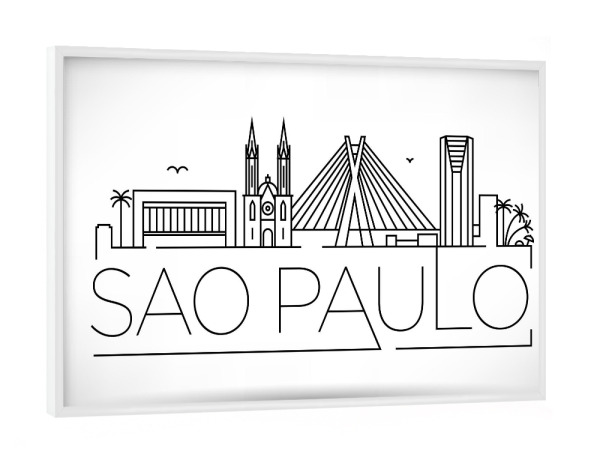 Poster mit weißem Rahmen "Minimal Sao Paulo Skyline Design" artboxONE - Städte,Schwarzweiß - Sao paulo,Brazil,Skyline