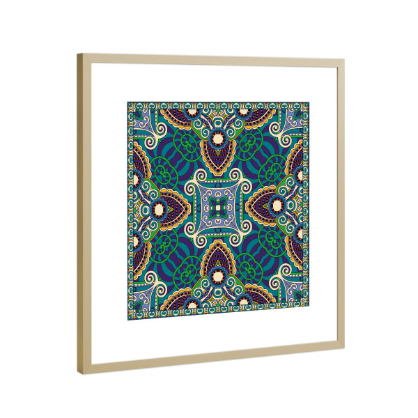 Poster mit Rahmen Gold "Scarf print Korfu" artboxONE - Abstrakt - Ethno,Festival,Scarf,Scarfprint