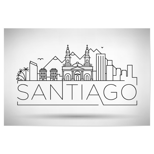 Poster "Minimal Santiago Skyline Design" artboxONE - Städte,Schwarzweiß - Santiago,Chile,Skyline