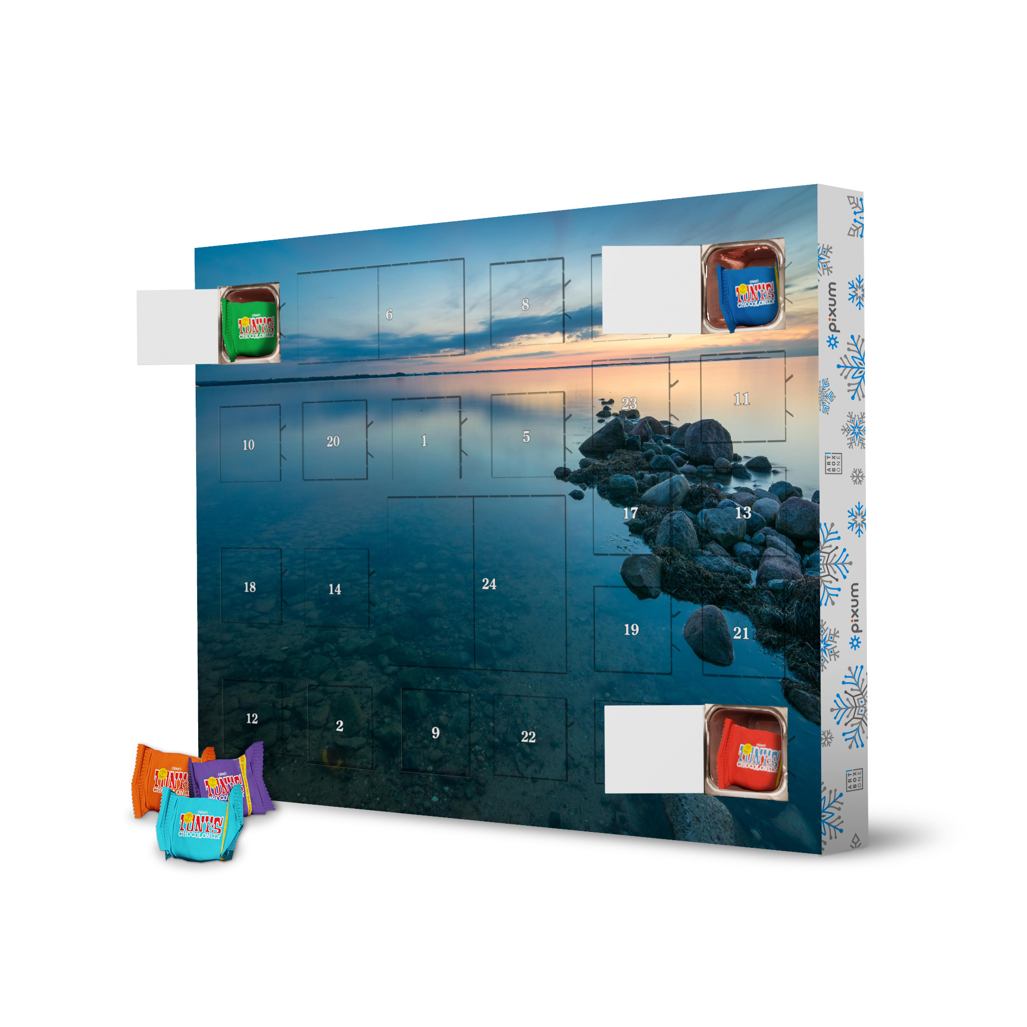 Adventskalender mit Tony's Chocolonely Sonnenuntergang an der Ostsee artboxONE Adventskalender Natur