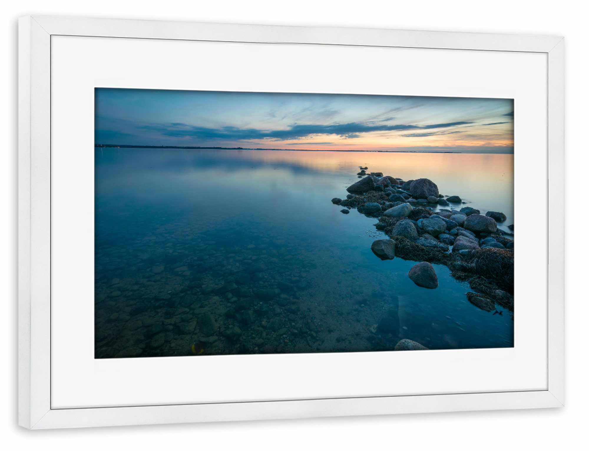 Poster mit Rahmen weiß "Sonnenuntergang an der Ostsee" artboxONE - Natur - Ostsee,Meer,Küste,Deutschland,Sonnenuntergang