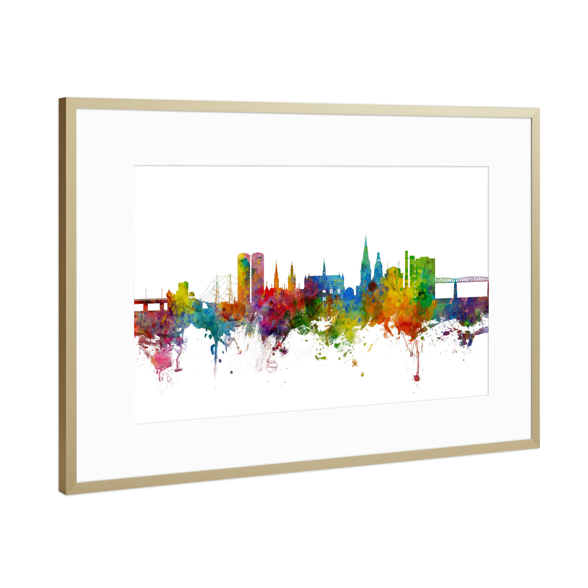 Poster mit Rahmen Gold "Dundee Scotland Skyline" artboxONE - Städte - Dundee,Skyline,Scotland
