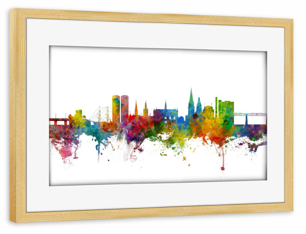 Poster mit Rahmen kiefer "Dundee Scotland Skyline" artboxONE - Städte - Dundee,Skyline,Scotland