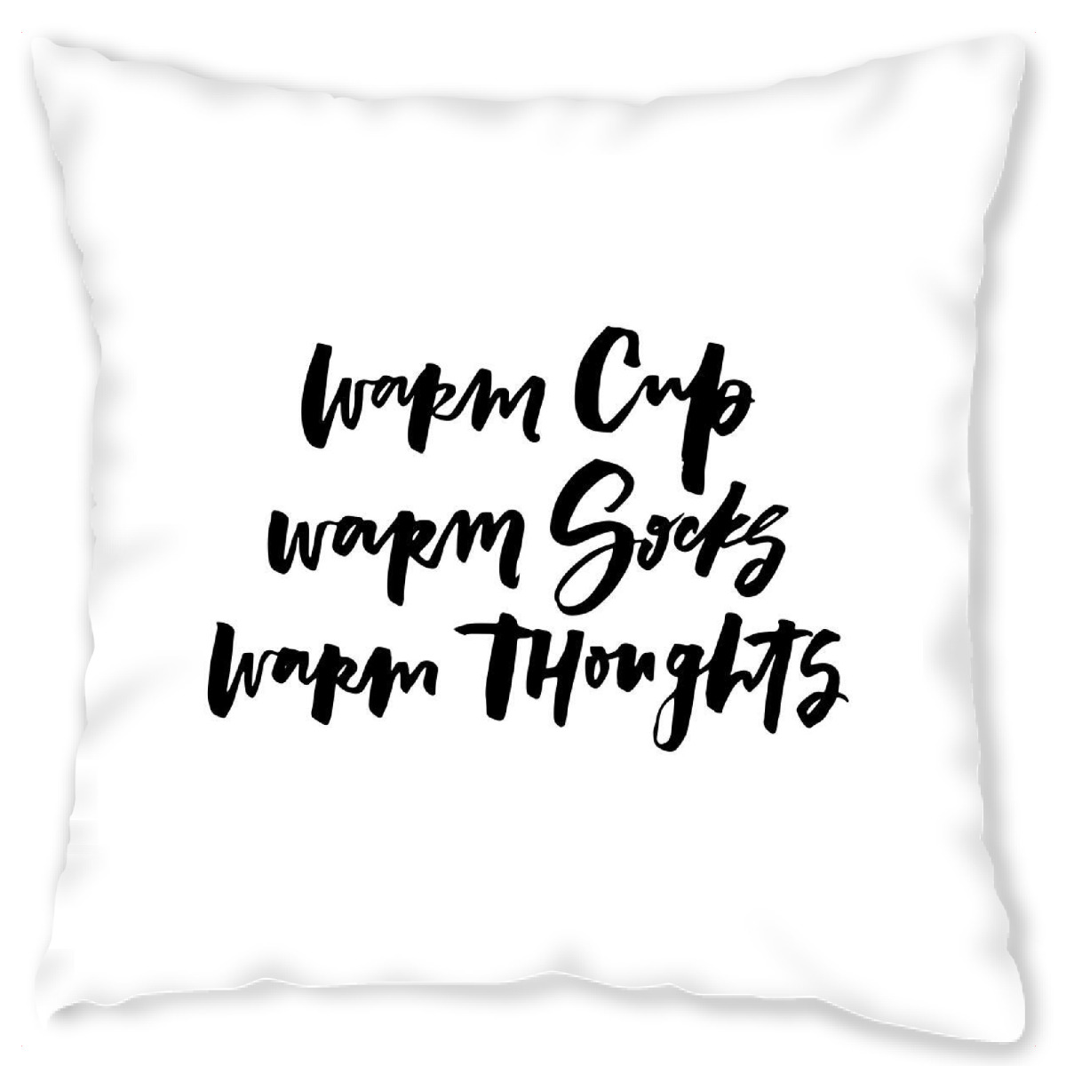 Design-Kissen "Warm Cup Socks Thoughts Tea Quote" artboxONE - Typografie,Essen & Trinken,Schwarzweiߟ - Winter,Good vibes,Tea