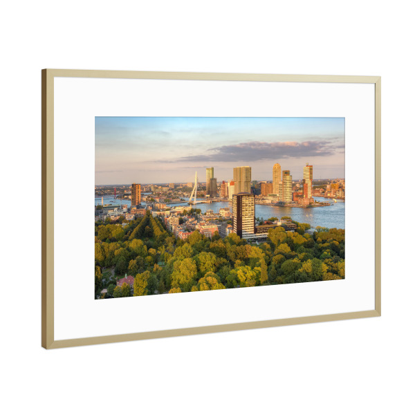 Poster mit Rahmen Gold "Abendsonne in Rotterdam" artboxONE - Städte - Skyline,Holland,Niederlande