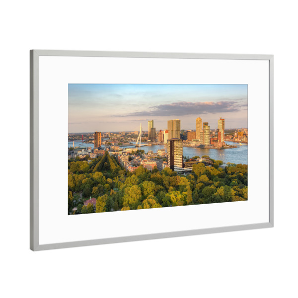 Poster mit Rahmen Silber "Abendsonne in Rotterdam" artboxONE - Städte - Skyline,Holland,Niederlande