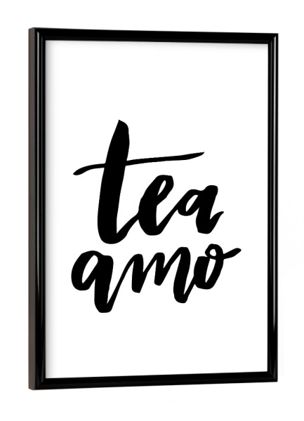 Poster mit schwarzem Rahmen "Tea Amo" artboxONE - Typografie,Schwarzweiß,Liebe - Ti amo,Love,Quote