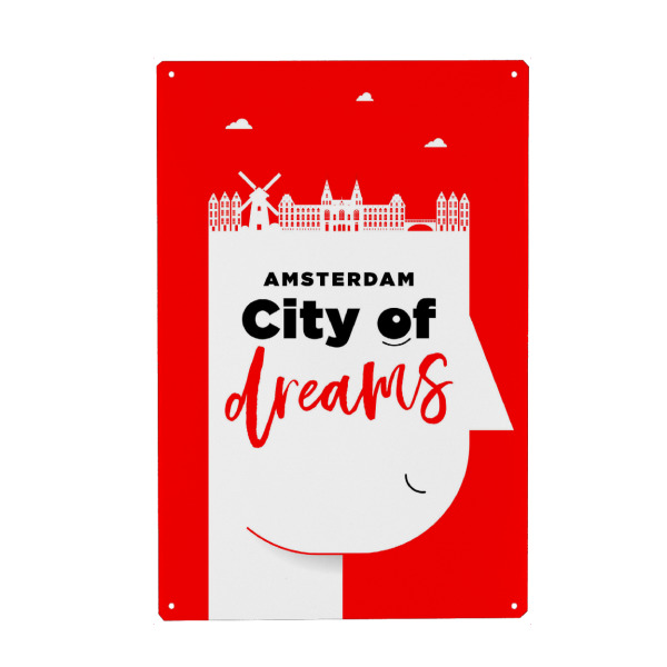 Holzbild "Amsterdam City of Dreams" artboxONE - Städte,Schwarzweiß - Silhouette,Cityscape,Amsterdam,Dutch,Netherlands