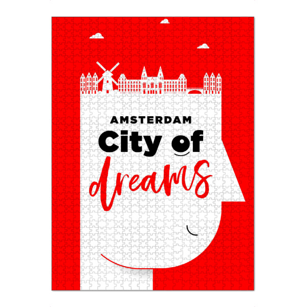 Puzzle Ravensburger "Amsterdam City of Dreams" artboxONE - Städte,Schwarzweiß - Silhouette,Cityscape,Amsterdam,Dutch,Netherlands - Bild silhouette