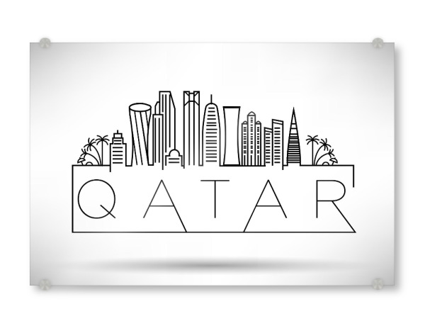 Acrylglasbild "Minimal Qatar Skyline Design" artboxONE - Städte,Schwarzweiß - Silhouette,Qatar,Doha,Emirates