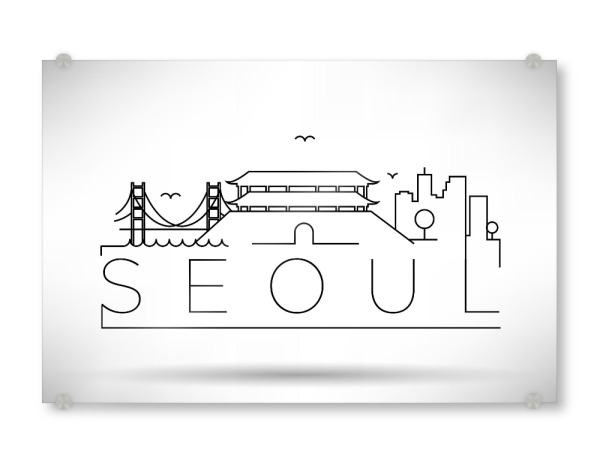 Acrylglasbild "Minimal Seoul Skyline Design" artboxONE - Städte,Schwarzweiß - Silhouette,Seoul,South korea,Korea