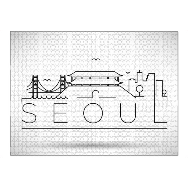 Puzzle Ravensburger "Minimal Seoul Skyline Design" artboxONE - Städte,Schwarzweiß - Silhouette,Seoul,South korea,Korea - Bild silhouette