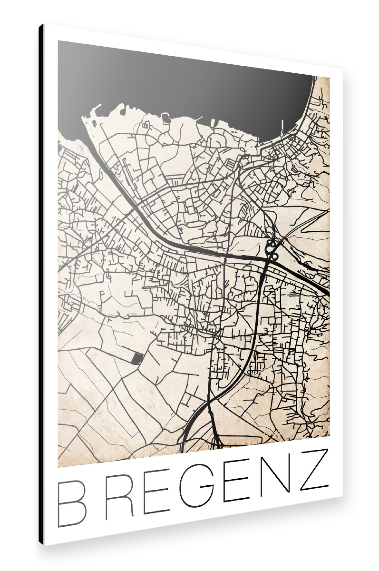 Alu-Dibond "Retro Map Bregenz Vintage" 75x50 cm artboxONE
