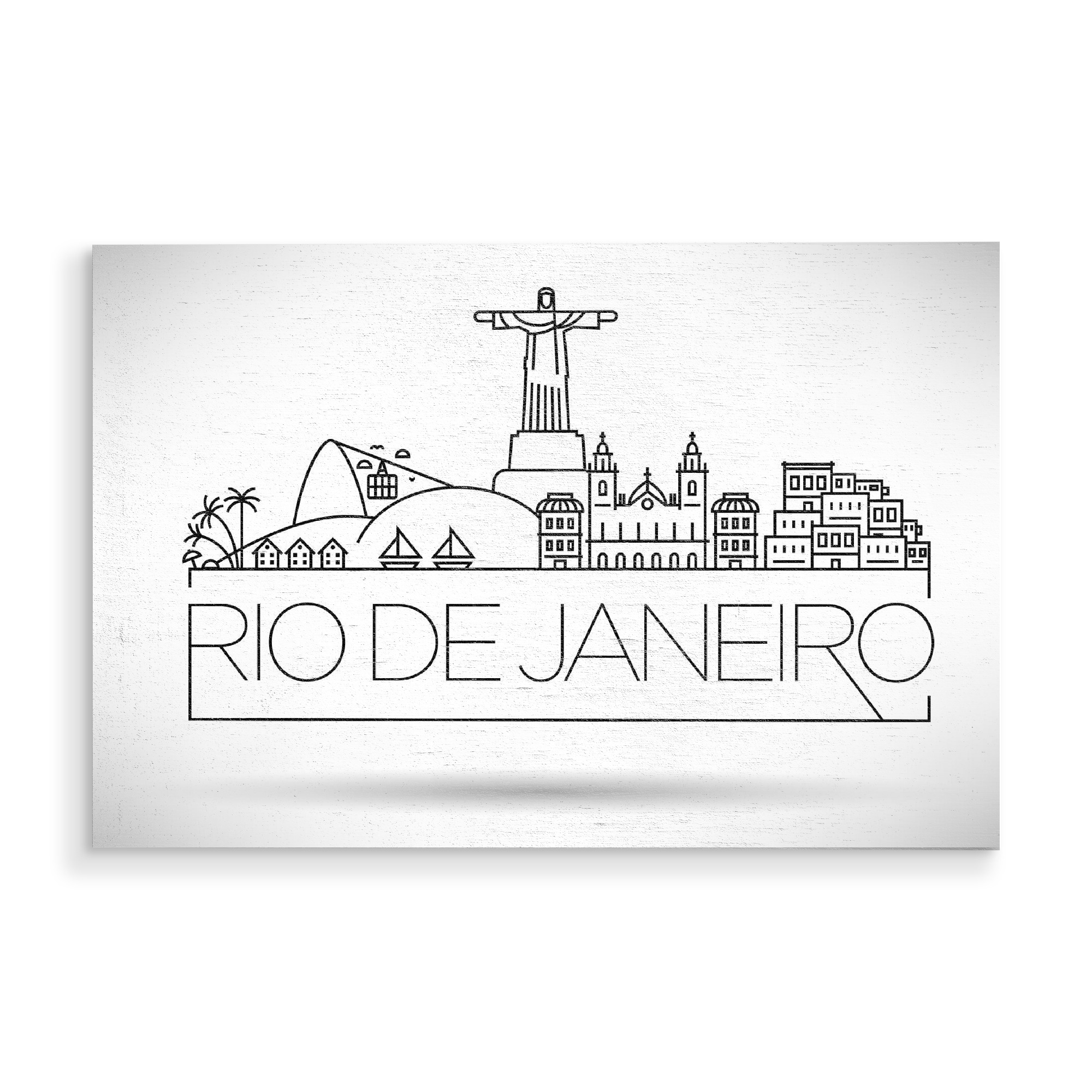 Holzbild "Minimal Rio de Janeiro Skyline" artboxONE - Schwarzweiß,Städte / Rio de Janeiro - Silhouette,Landmark,Cityscape,Rio de janeiro,Brazil