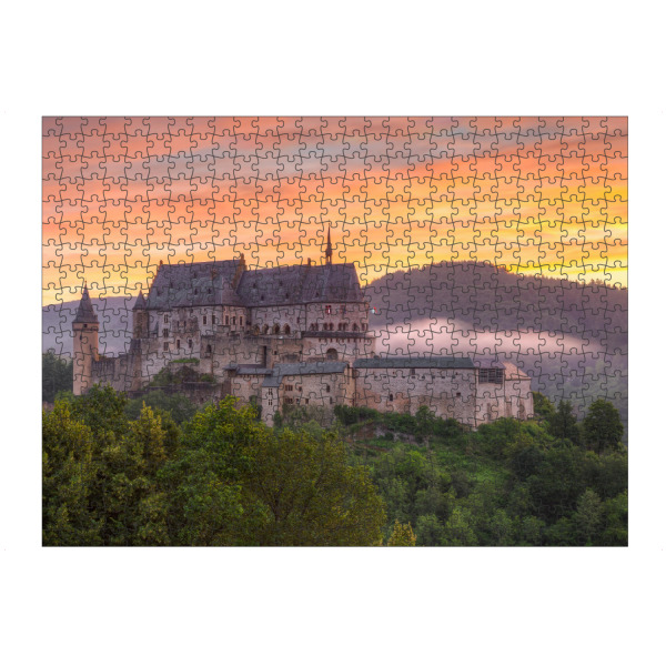 Puzzle Ravensburger "Burg Vianden in Luxemburg" artboxONE - Architektur,Reise / Länder - Sonnenaufgang,Mittelalter,Schloss - Bild sonnenaufgang
