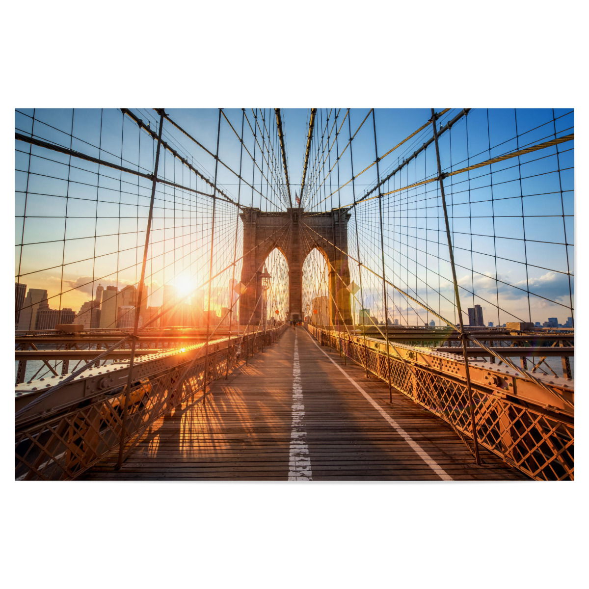 New York ManhattanBrooklyn Bridge Colour Poster Druck Größe 91,5x61 cm
