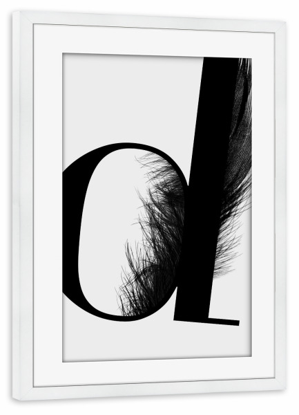 Poster mit Rahmen weiß "Flying Letter "D" artboxONE - Schwarzweiß,Buchstaben,Buchstaben / D