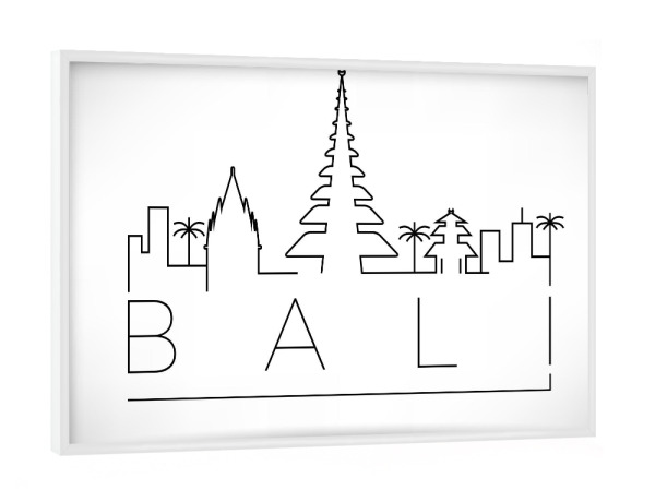Poster mit weißem Rahmen "Minimal Bali Skyline Design" artboxONE - Städte,Schwarzweiß - Landmark,Cityscape,Bali,Indonesia